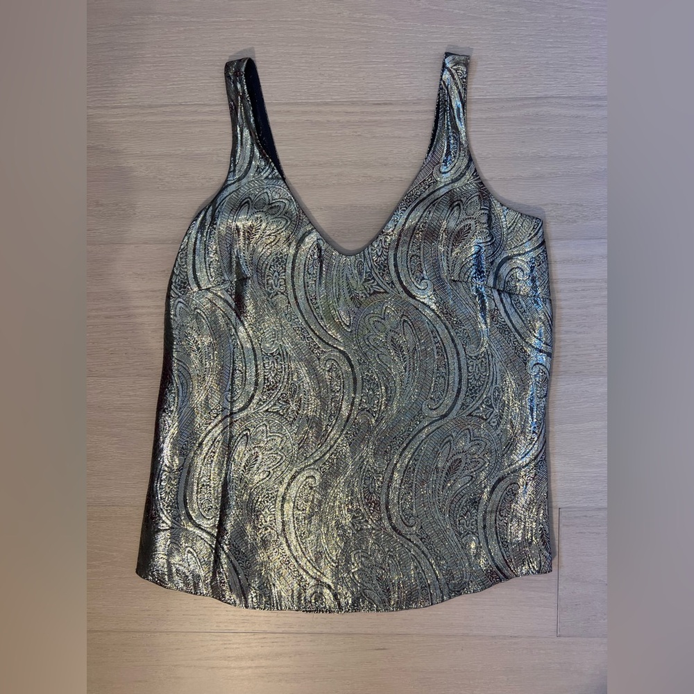 Silk and metallic paisley blouse